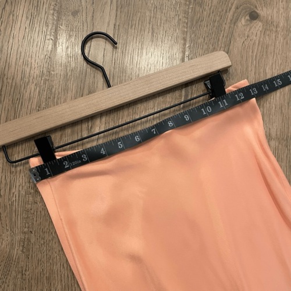 Zara Peach Satin Midi Skirt Bias Cut Viscose Slip Skirt XS Feminine Romantic - Picture 9 of 10
